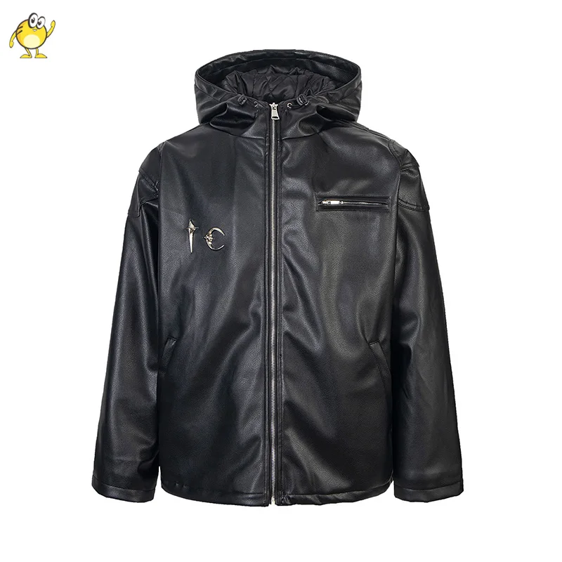 2024FW THUG CLUB Leather Jacket Men Woman Black High Street Letter Patch LOGO PU Black Coats Winter Clothes Outerwear
2024FW THUG CLUB Leather Jacket Men Woman Black High Street Letter Patch LOGO PU Black Coats Winter Clothes Outerwear