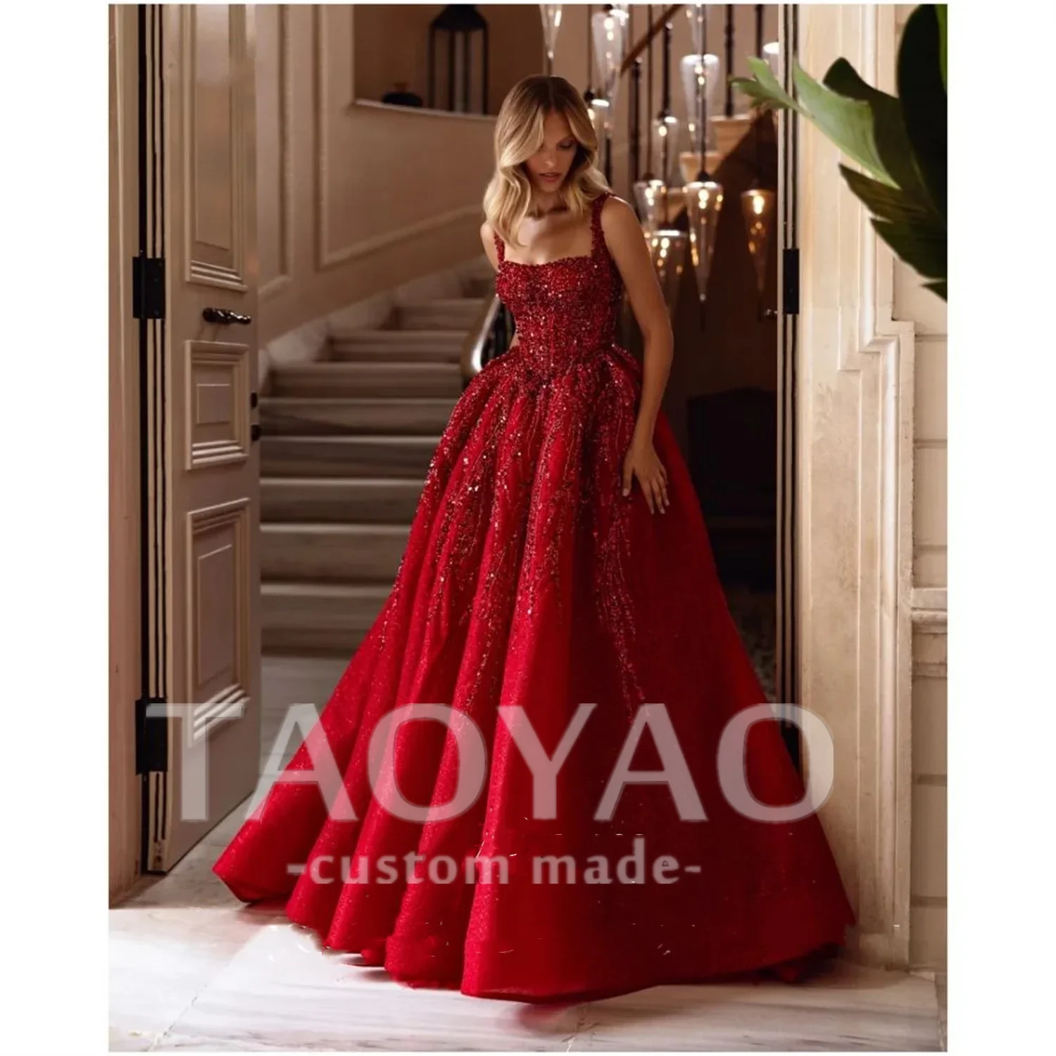 Customized Red Sqeuins A-Line Prom Dresses for Special Occasions Hand-made Beads Backless Luxurious Women's Evening Dresses
Customized Red Sqeuins A-Line Prom Dresses for Special Occasions Hand-made Beads Backless Luxurious Women's Evening Dresses