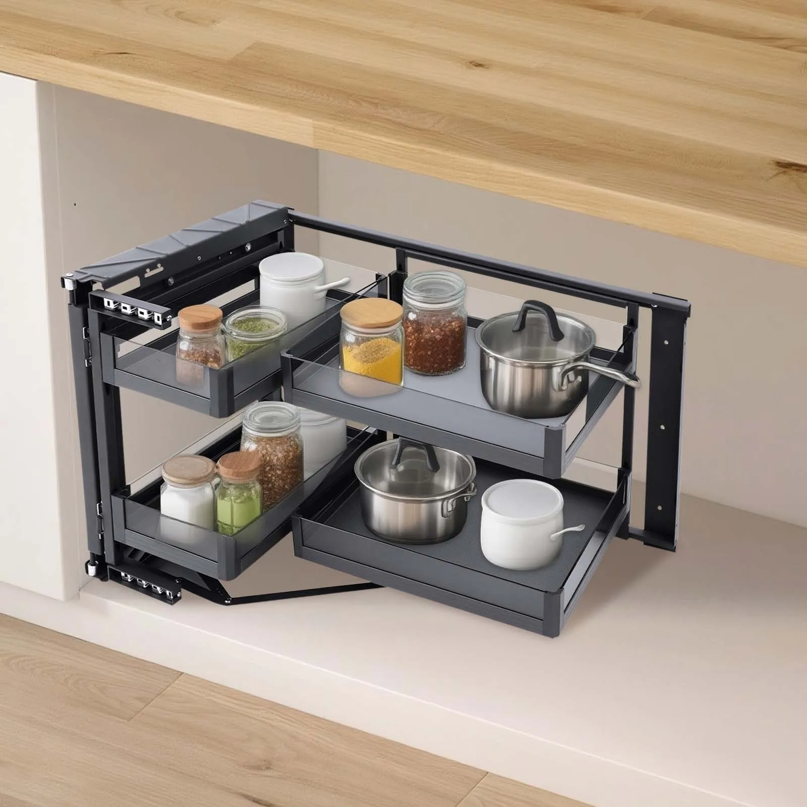 14in Blind Corner Pull Out Soft Close Universal Mount Right Left Cabinet Corner Baskets
14in Blind Corner Pull Out Soft Close Universal Mount Right Left Cabinet Corner Baskets