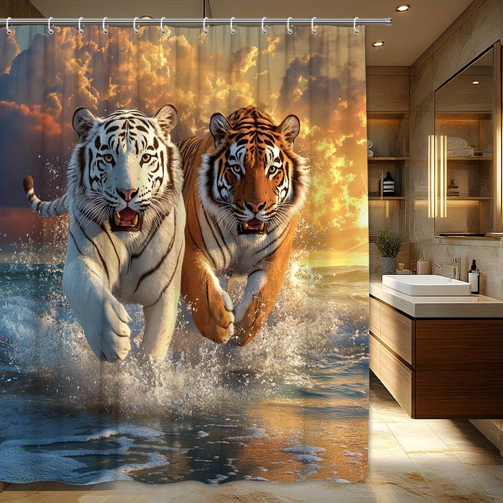 Realistic Tiger Safari Print Waterproof Polyester Shower Curtain for Bathroom Home Decor Jungle Animal Wildlife Shower Liner
Realistic Tiger Safari Print Waterproof Polyester Shower Curtain for Bathroom Home Decor Jungle Animal Wildlife Shower Liner