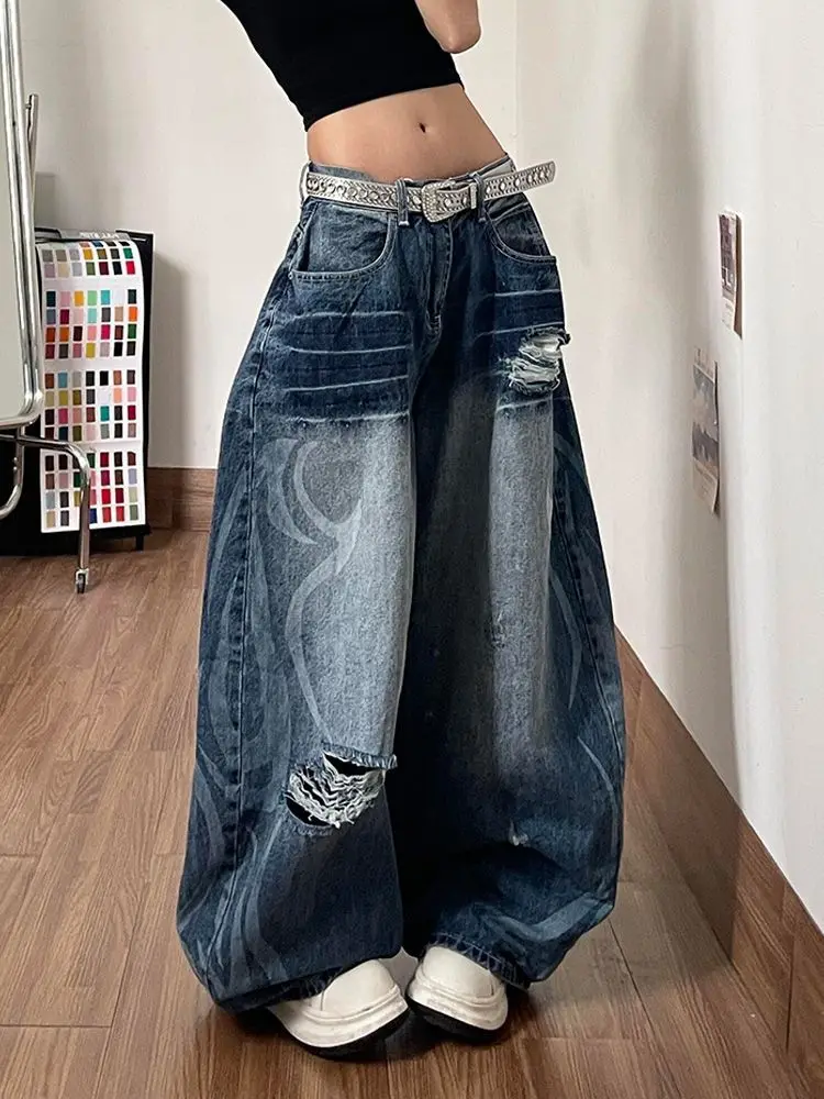 2026 Spring Women American Style Vintage Washed Ripped Jeans Loose BF Lazy Style Streetwear High Waist Floor-Length Denim Pants
2026 Spring Women American Style Vintage Washed Ripped Jeans Loose BF Lazy Style Streetwear High Waist Floor-Length Denim Pants