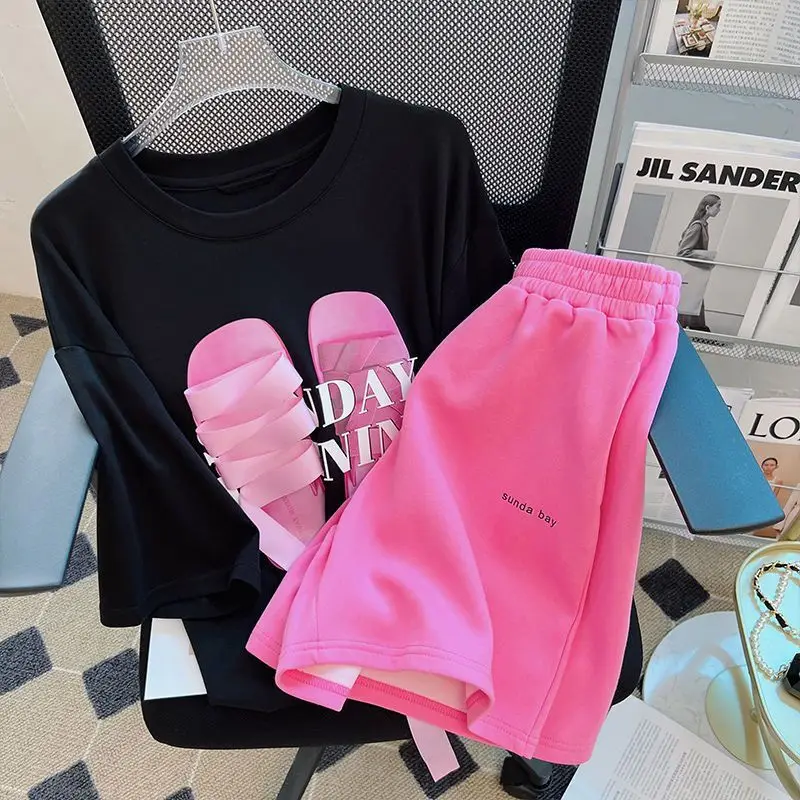 Women's Sports Summer Letter Printing Tracksuits Round Neck Short Sleeve T-shirt And Shorts Two Piece Set
Women's Sports Summer Letter Printing Tracksuits Round Neck Short Sleeve T-shirt And Shorts Two Piece Set