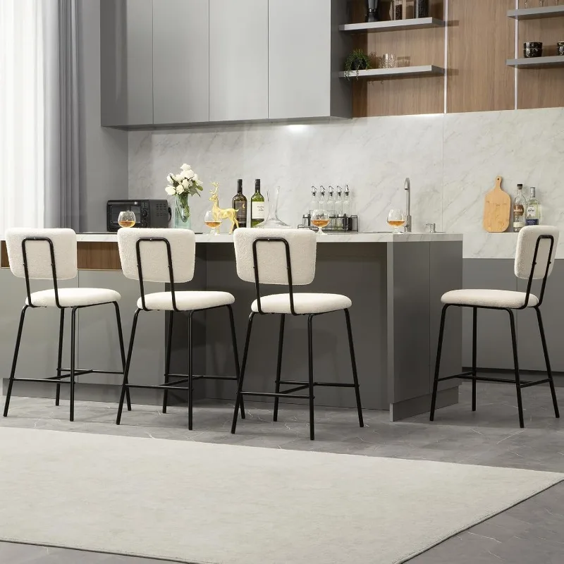 Bar Stools Set of 4 Counter Height Bar Stools:Upholstered Boucle Fabric Bar Stoor with Metal Base for Dining Room Kitchen Island
Bar Stools Set of 4 Counter Height Bar Stools:Upholstered Boucle Fabric Bar Stoor with Metal Base for Dining Room Kitchen Island