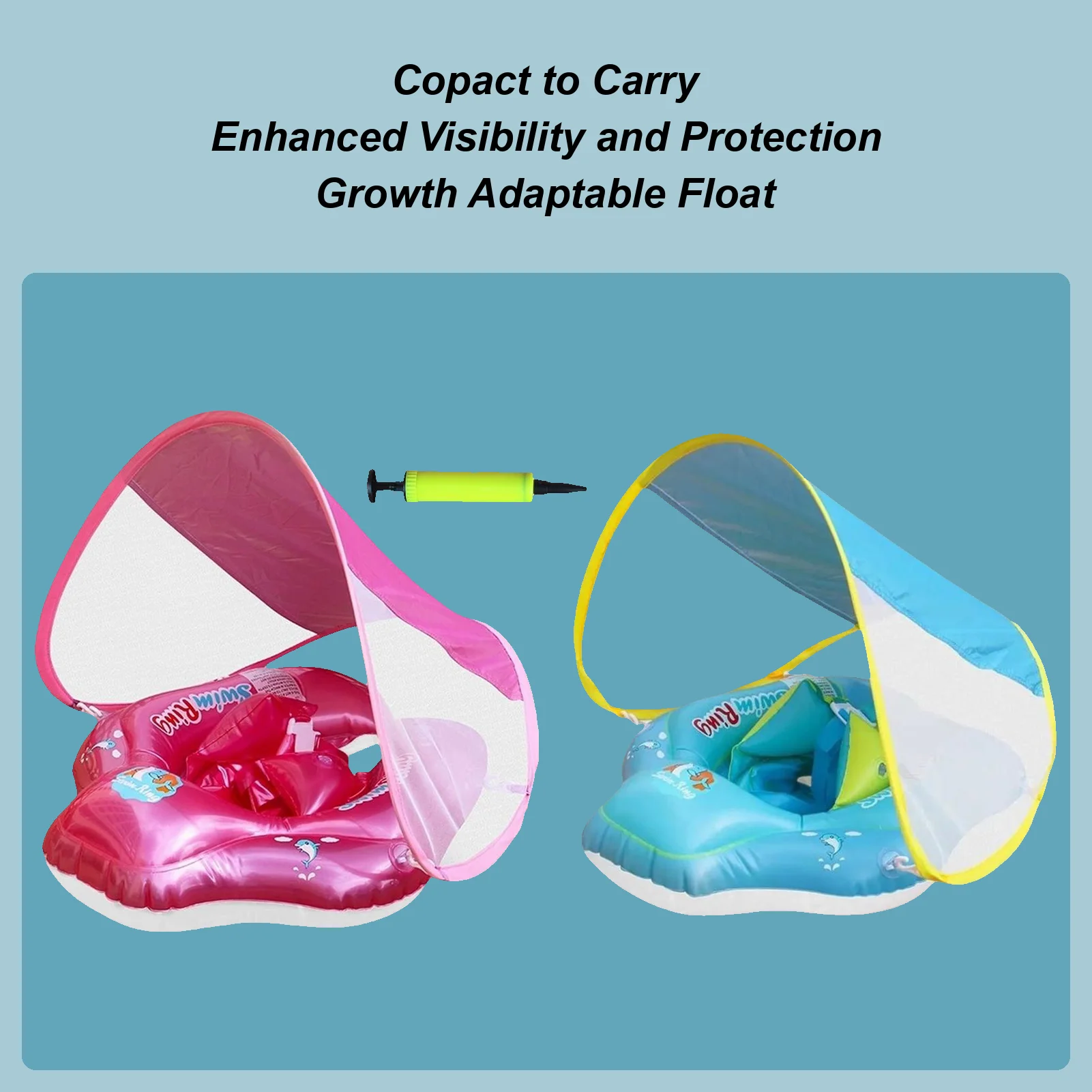 Детский поплавок для плавания с навесом, надувное плавающее кольцо для младенцев с надувным насосом, аксессуары для детского бассейна, летние игрушки
Детский поплавок для плавания с навесом, надувное плавающее кольцо для младенцев с надувным насосом, аксессуары для детского бассейна, летние игрушки