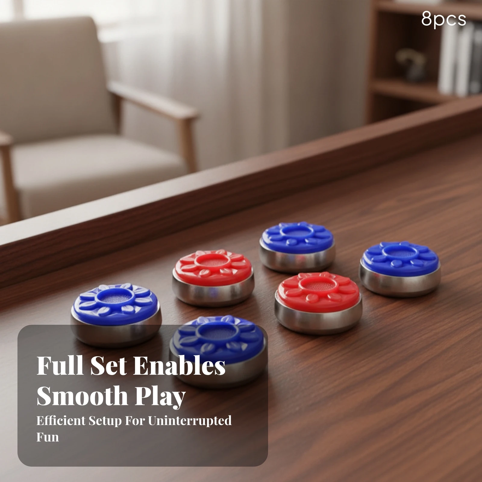 8 Pieces Flower Top Puck Game Table Item Sports Accessory Silver Finish Textured Center
8 Pieces Flower Top Puck Game Table Item Sports Accessory Silver Finish Textured Center