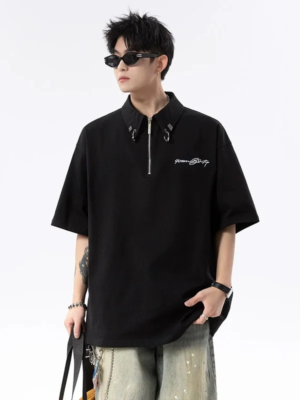 American Sle Embroidered f Zip ort Sve irt Men's High-End irt Collar T-irt Summer f Sve Trendy Top
American Sle Embroidered f Zip ort Sve irt Men's High-End irt Collar T-irt Summer f Sve Trendy Top