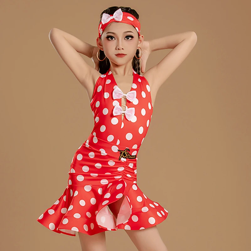 Latin Dance Dress Girls Kids Summer New Wave Point Halter Backless Competition Dancewear Retro Training Performance Costume
Latin Dance Dress Girls Kids Summer New Wave Point Halter Backless Competition Dancewear Retro Training Performance Costume