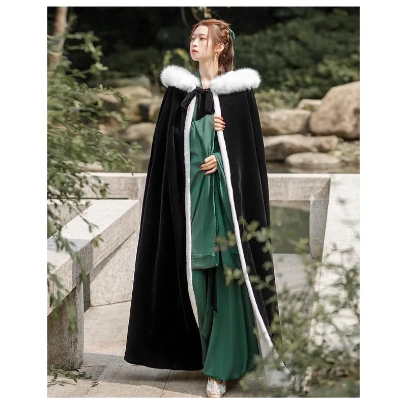 Original Large Fur Collar Hanfu Women's Cape Fleece Thickened Winter Style Ancient-style Wedding Cape Black Chinese-style Shawl
Original Large Fur Collar Hanfu Women's Cape Fleece Thickened Winter Style Ancient-style Wedding Cape Black Chinese-style Shawl