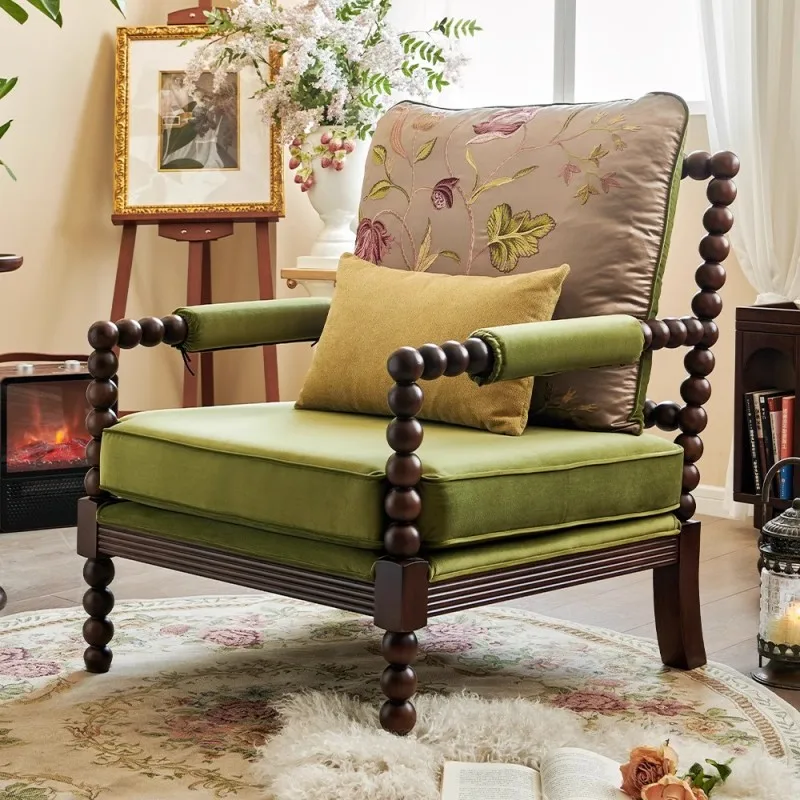 Retro single sofa chair living room American medieval pearl chair casual solid wood single chair
Retro single sofa chair living room American medieval pearl chair casual solid wood single chair