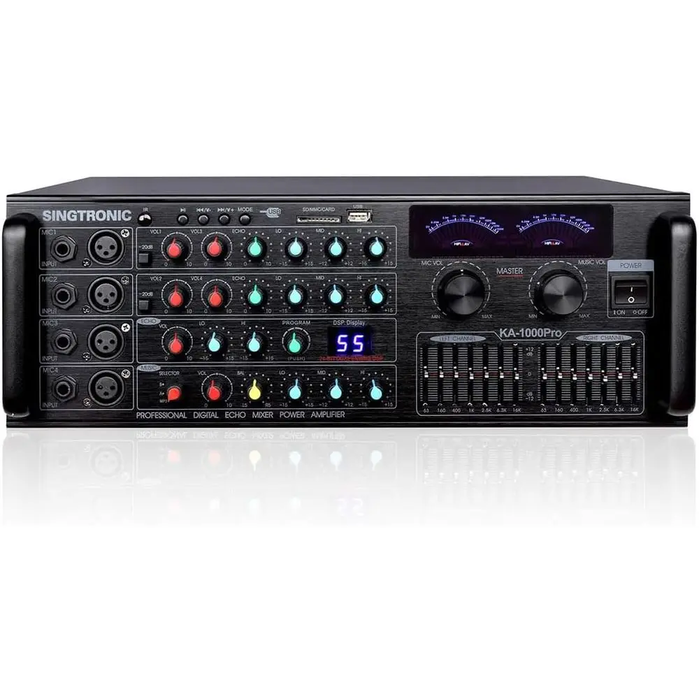 KA-1000Pro 2000W Proional Karaoke Mixing Ampliier | Optical Input, Bluetooth Send/Receive, USB/MP3 Playback, EQ & BBE Sound Enha
KA-1000Pro 2000W Proional Karaoke Mixing Ampliier | Optical Input, Bluetooth Send/Receive, USB/MP3 Playback, EQ & BBE Sound Enha