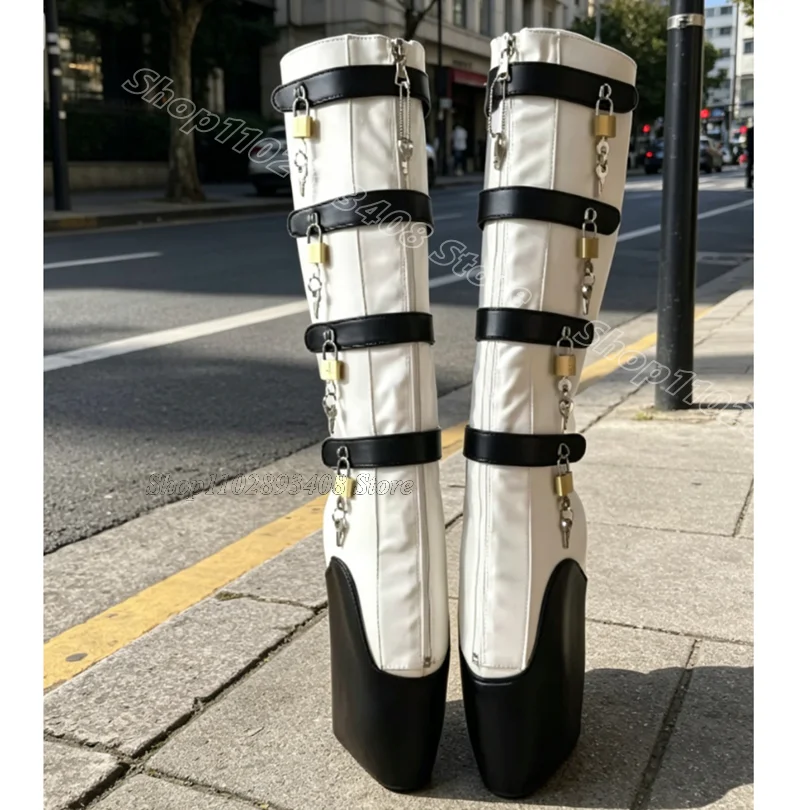 Bicolor Lock Decor Ballet Knee Boots Strange Style Lace up Leather Design for Women Performance Sandal Boots Zapatos Para Mujere
Bicolor Lock Decor Ballet Knee Boots Strange Style Lace up Leather Design for Women Performance Sandal Boots Zapatos Para Mujere