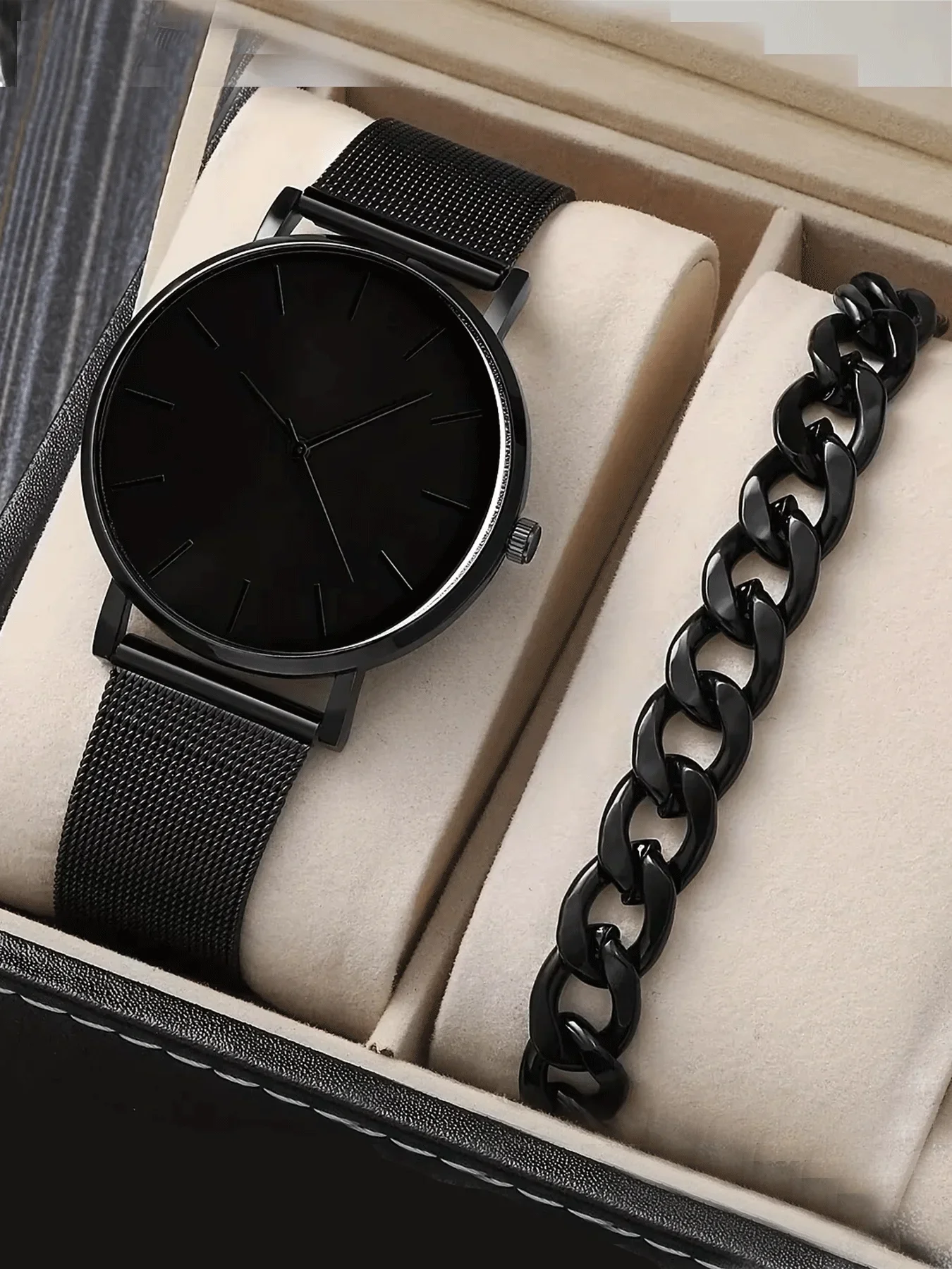 2PCS new minimalist bracelet watch, fashionable and trendy casual men's mesh strap quartz watch+bracelet
2PCS new minimalist bracelet watch, fashionable and trendy casual men's mesh strap quartz watch+bracelet