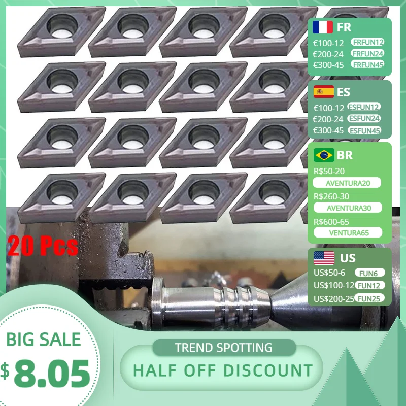 20pcs DCMT070204 Carbide Inserts VP15TF Insert High Hardness Wear Sturdy For Lathe Turning Tool Holder Boring Bar
20pcs DCMT070204 Carbide Inserts VP15TF Insert High Hardness Wear Sturdy For Lathe Turning Tool Holder Boring Bar