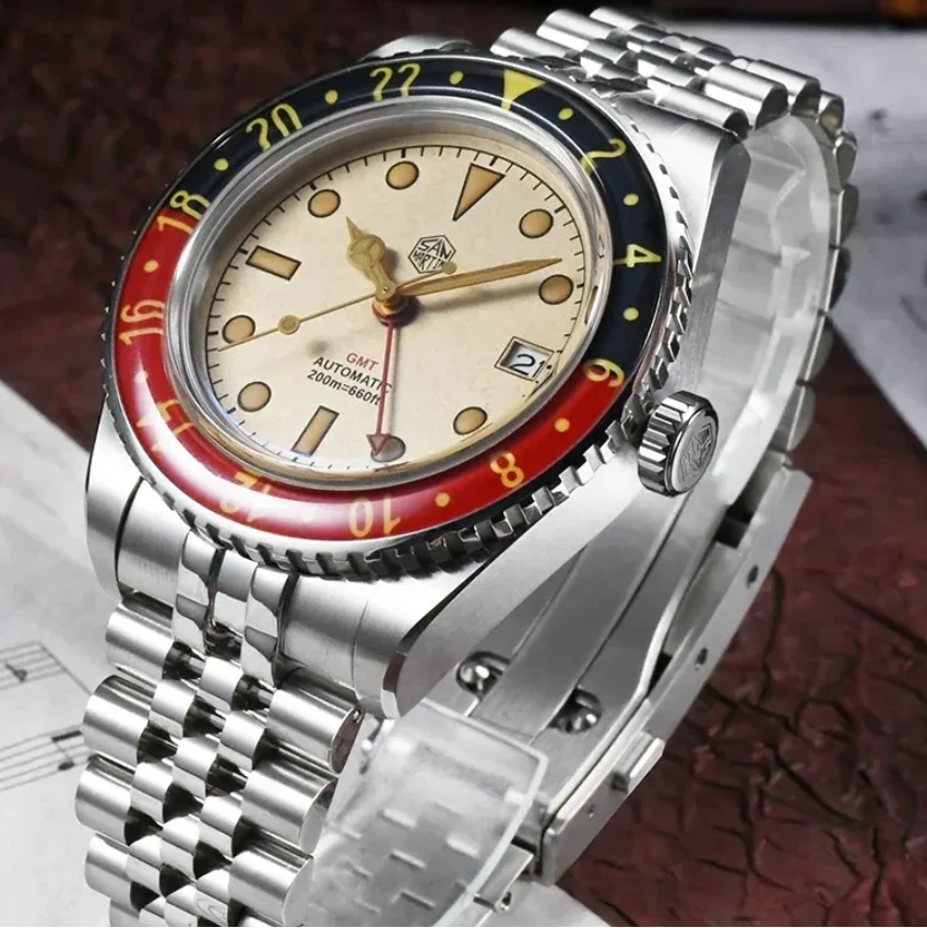 San Martin Мужские часы GMT 40 мм Автоматические механические наручные часы для дайвера 20 бар Водонепроницаемые BGW-9 Светящийся сапфировый безель NH34
San Martin Мужские часы GMT 40 мм Автоматические механические наручные часы для дайвера 20 бар Водонепроницаемые BGW-9 Светящийся сапфировый безель NH34