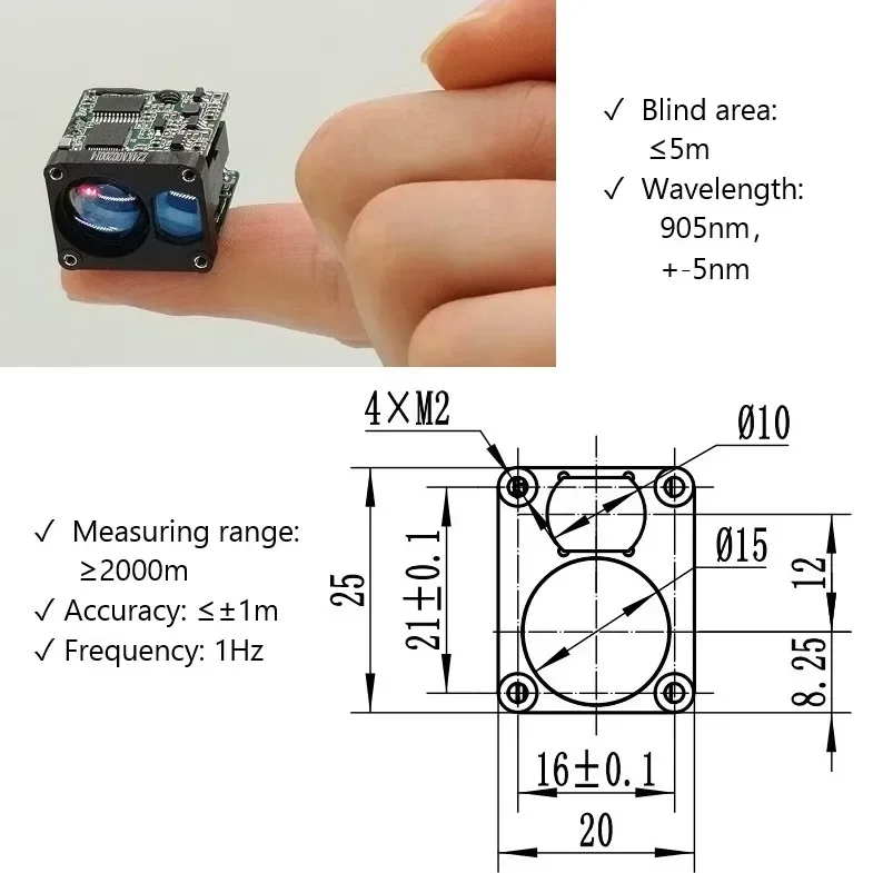PTFM Laser Range Module 2000m UART Golf Laser Rangefinder Module Forest 2000 m Laser Distance Sensor For Thermal Imager2025
PTFM Laser Range Module 2000m UART Golf Laser Rangefinder Module Forest 2000 m Laser Distance Sensor For Thermal Imager2025