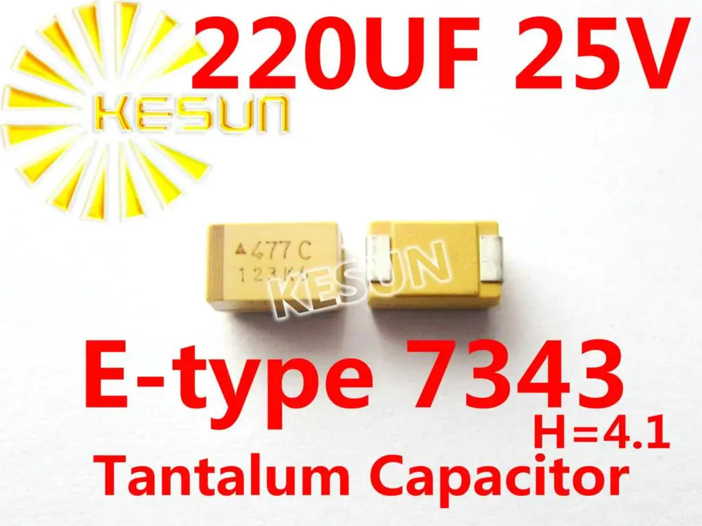 227E 220UF 25V E type 7343H 2917 SMD Tantalum Capacitor Connector TAJE227K025RNJ x100PCS Free Shipping
227E 220UF 25V E type 7343H 2917 SMD Tantalum Capacitor Connector TAJE227K025RNJ x100PCS Free Shipping