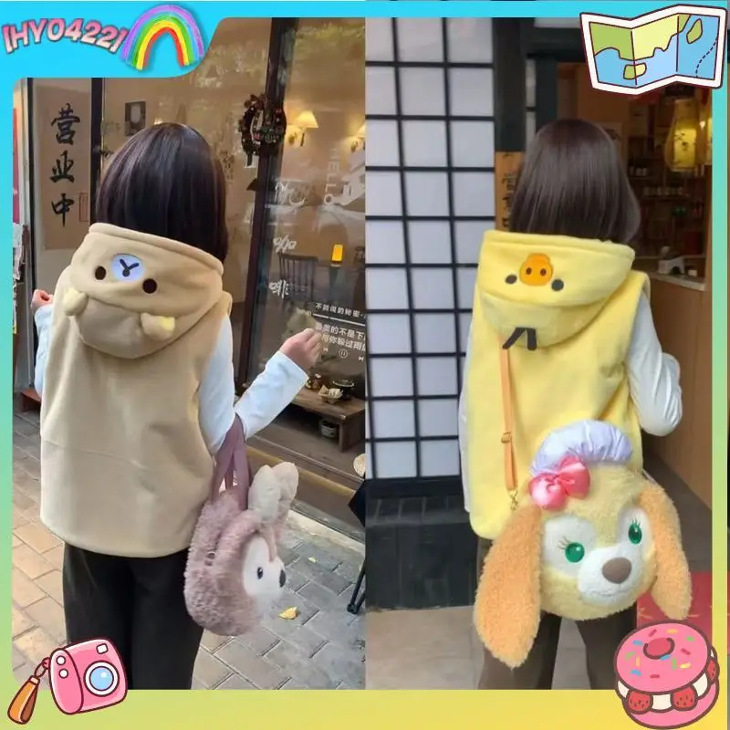 Двусторонний носимый плюшевый жилет Rilakkuma Nostril Chicken, зимняя куртка маленького размера с милой вышивкой медведя и сестры, верхняя одежда
Двусторонний носимый плюшевый жилет Rilakkuma Nostril Chicken, зимняя куртка маленького размера с милой вышивкой медведя и сестры, верхняя одежда