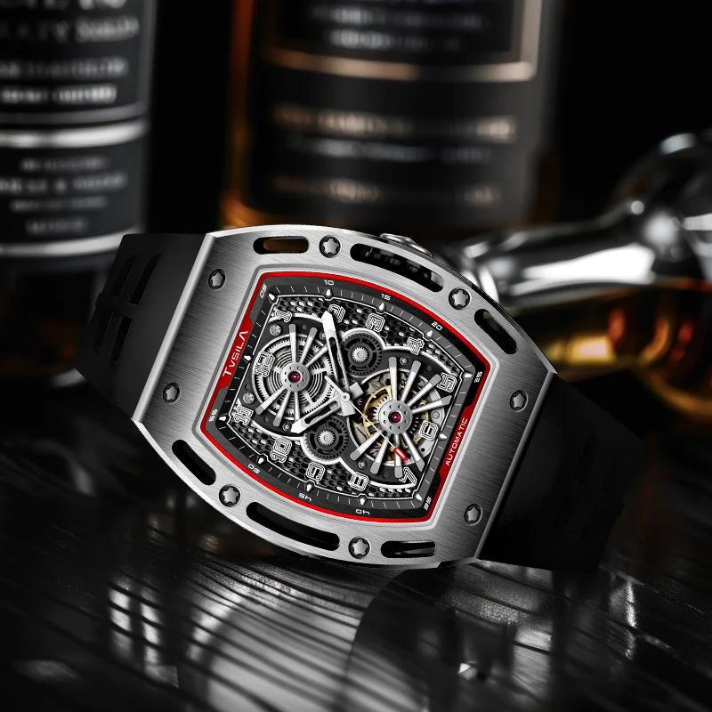 TVSILA Original Miyota Men's Automatic Mechanical Watch Stainless Steel Case Silicone Band Skeleton Waterproof Sport Wristwatch
TVSILA Original Miyota Men's Automatic Mechanical Watch Stainless Steel Case Silicone Band Skeleton Waterproof Sport Wristwatch