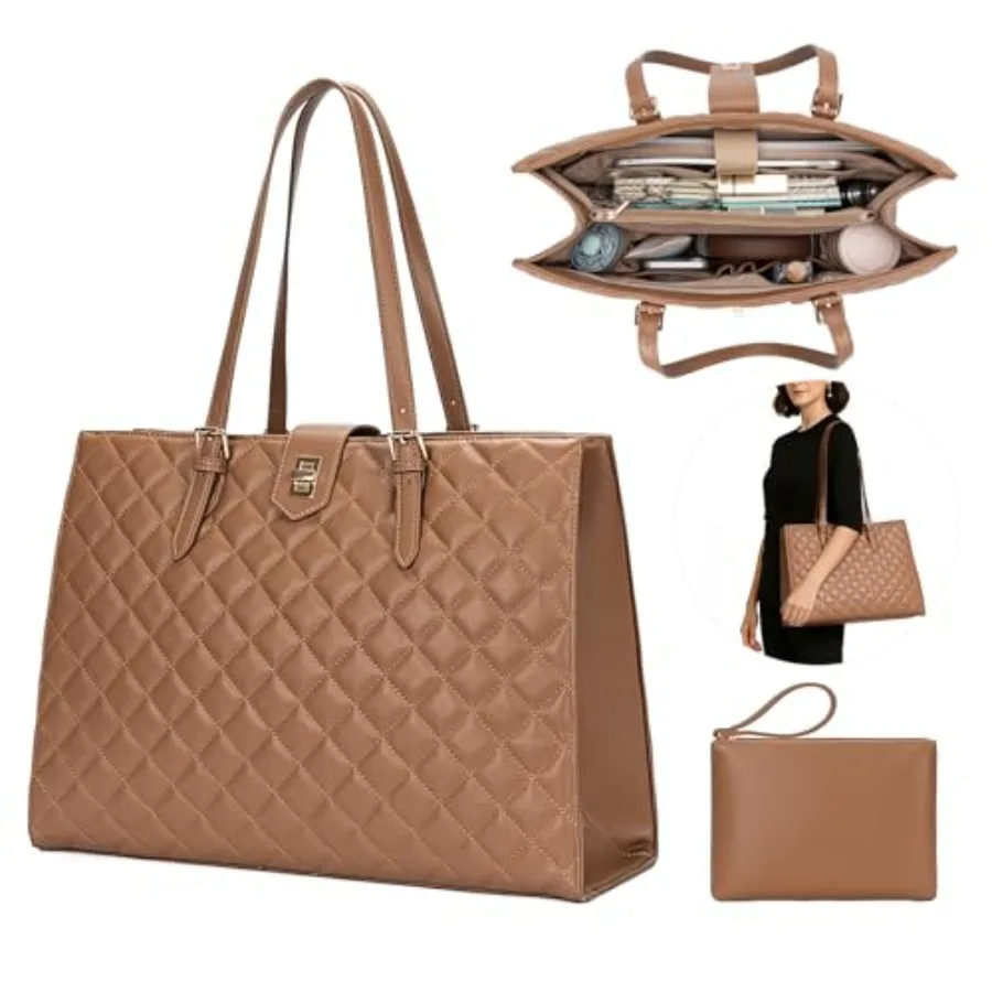 BAGOK Quilted Laptop Tote Bag for Women with Laptop Compartment and Pockets Fits 13-14" Laptop Nurse Teacher Bag for Office
BAGOK Quilted Laptop Tote Bag for Women with Laptop Compartment and Pockets Fits 13-14" Laptop Nurse Teacher Bag for Office
