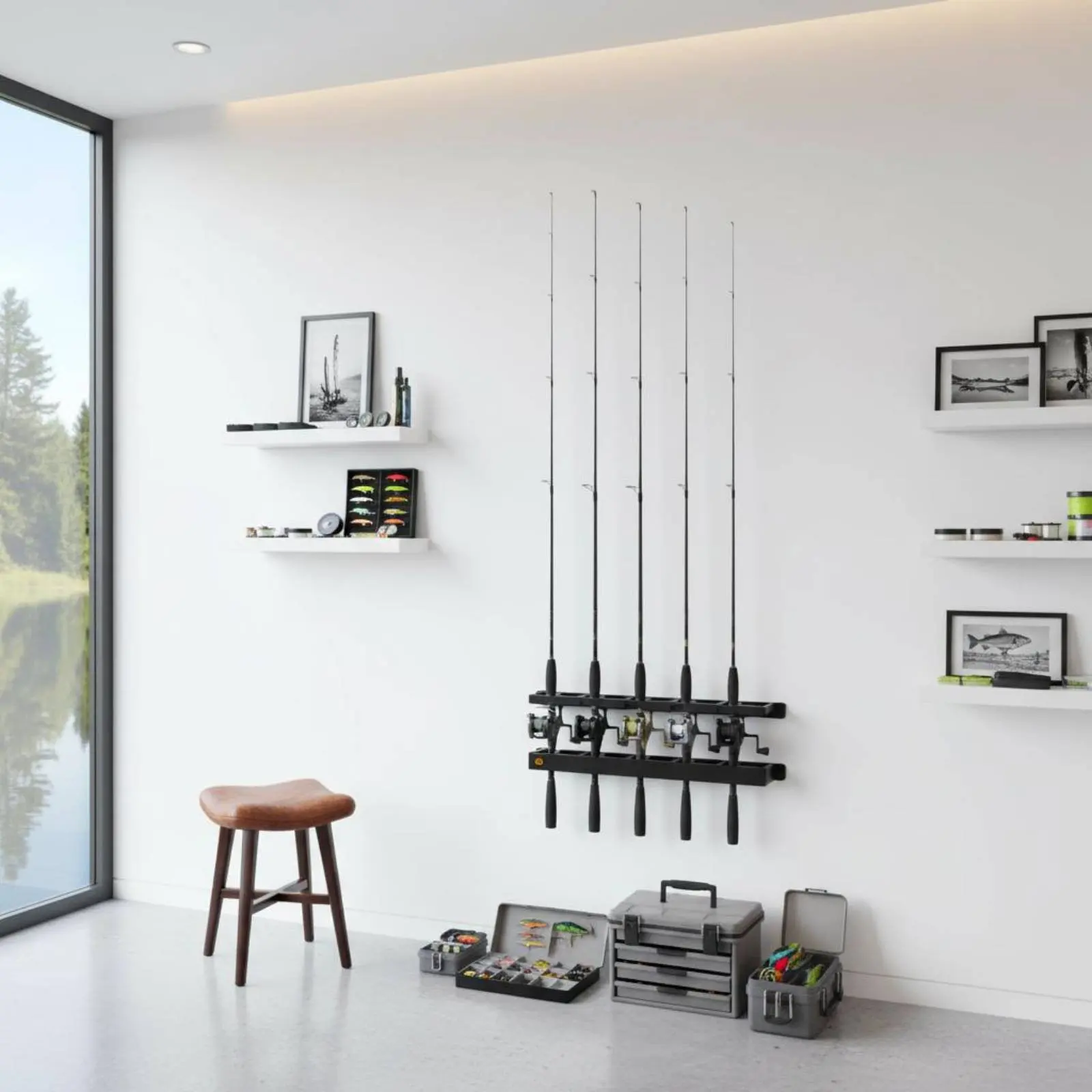 6 Slot Fishing Rod Rack Universal Fit Vertical Fishing Rod Holder Rubber Clamp Scratch-Unobstructed Grip for Fishermen
6 Slot Fishing Rod Rack Universal Fit Vertical Fishing Rod Holder Rubber Clamp Scratch-Unobstructed Grip for Fishermen