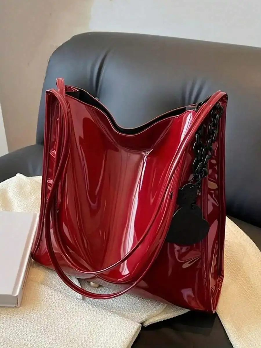 Yogodlns Stylish Patent Leather Tote Bag Solid Color Large Capacity Shoulder Bag Bucket Bags Underarm Bag For Daily Use
Yogodlns Stylish Patent Leather Tote Bag Solid Color Large Capacity Shoulder Bag Bucket Bags Underarm Bag For Daily Use