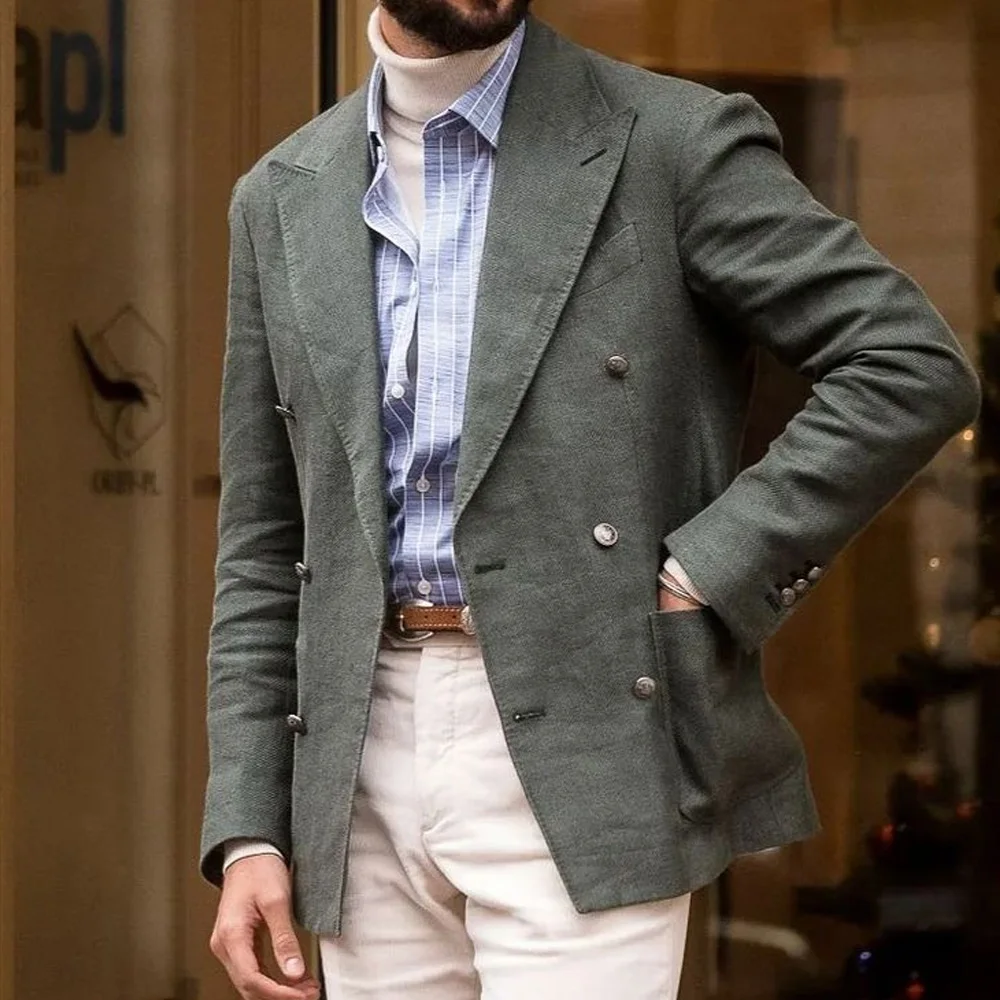 Men's Social Coat Double-breasted Fashion Suit Jackets Peak Lapel Man Jackets High Quality Linen Fabric Casual Style Lightweight
Men's Social Coat Double-breasted Fashion Suit Jackets Peak Lapel Man Jackets High Quality Linen Fabric Casual Style Lightweight