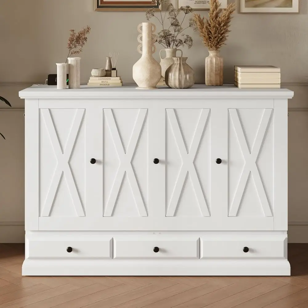 Queen Size Murphy Bed, Solid Pine Murphy Bed e Cabinet with Charging Station and Large Der, White
Queen Size Murphy Bed, Solid Pine Murphy Bed e Cabinet with Charging Station and Large Der, White