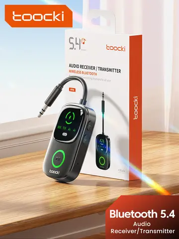 Toocki Bluetooth 5.4 Audio Reciever Transmitter RT/TX 2 In 1 Adapter for TV Earphones Cars Flights 3.5mm AUX Bluetooth Dongle