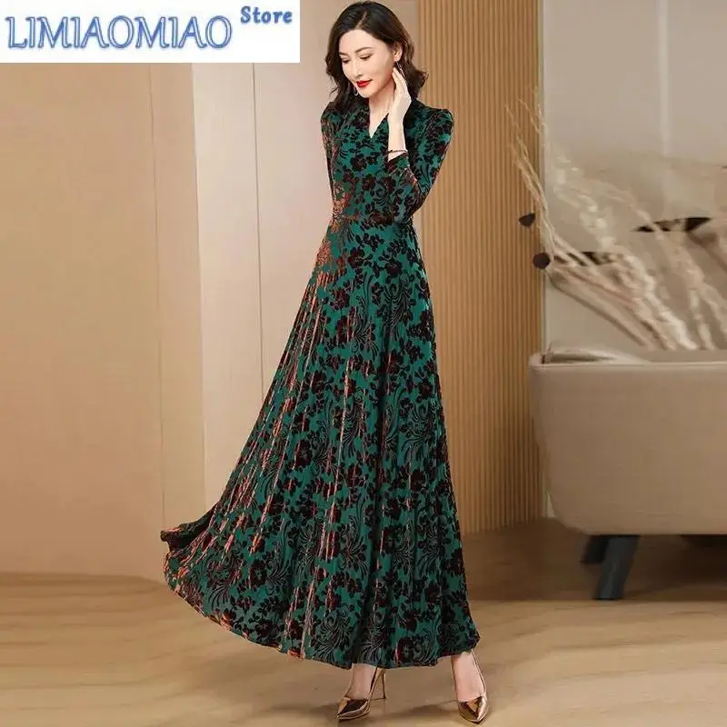 Golden Velvet Women's Dress Spring Autumn Long Sleeve Slim Dresses Female Fashion Mid Aged Casual Lady Clothing Vestidos
Golden Velvet Women's Dress Spring Autumn Long Sleeve Slim Dresses Female Fashion Mid Aged Casual Lady Clothing Vestidos