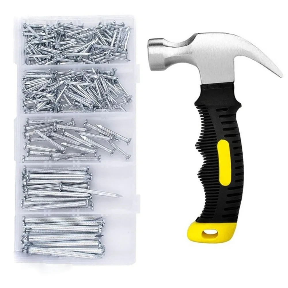 401Pcs Round Head Wall Nails and Hammer Set Iron 5 Sizes Small Nails Assortment Kit with Storage Box Fastener
401Pcs Round Head Wall Nails and Hammer Set Iron 5 Sizes Small Nails Assortment Kit with Storage Box Fastener