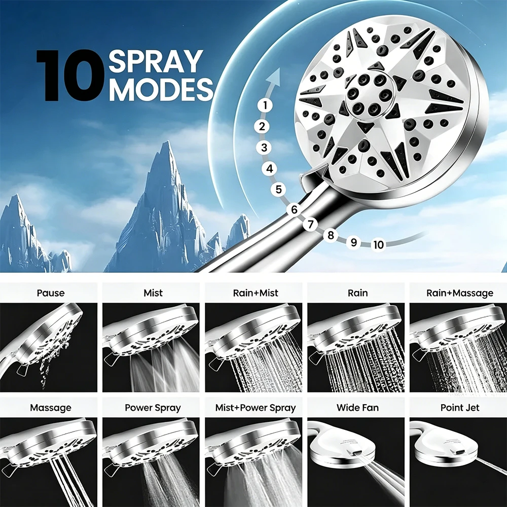 Powerful Dual-Spray Handheld Shower Head with Rain & Mist Modes, Easy Install Chrome Showerhead for Standard Bathroom Fixtures
Powerful Dual-Spray Handheld Shower Head with Rain & Mist Modes, Easy Install Chrome Showerhead for Standard Bathroom Fixtures