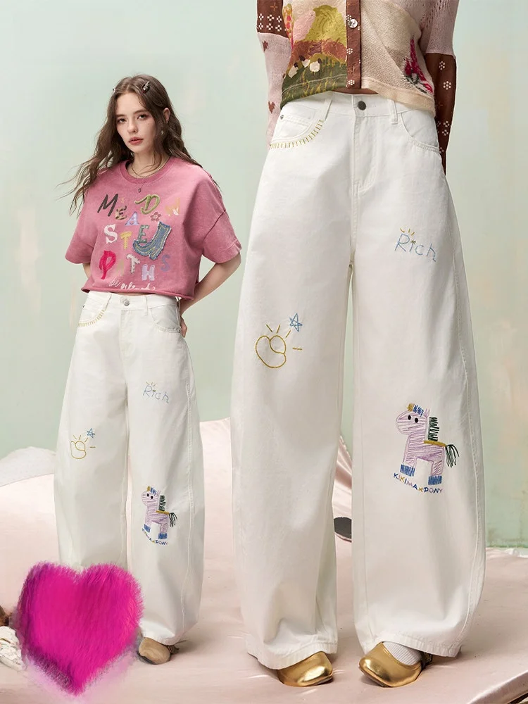 Romantic Monologue Embroidered Wide Leg Jeans Women's Casual Spring Summer Loose Fit Jeans Knife Pants by Elf Sa
Romantic Monologue Embroidered Wide Leg Jeans Women's Casual Spring Summer Loose Fit Jeans Knife Pants by Elf Sa
