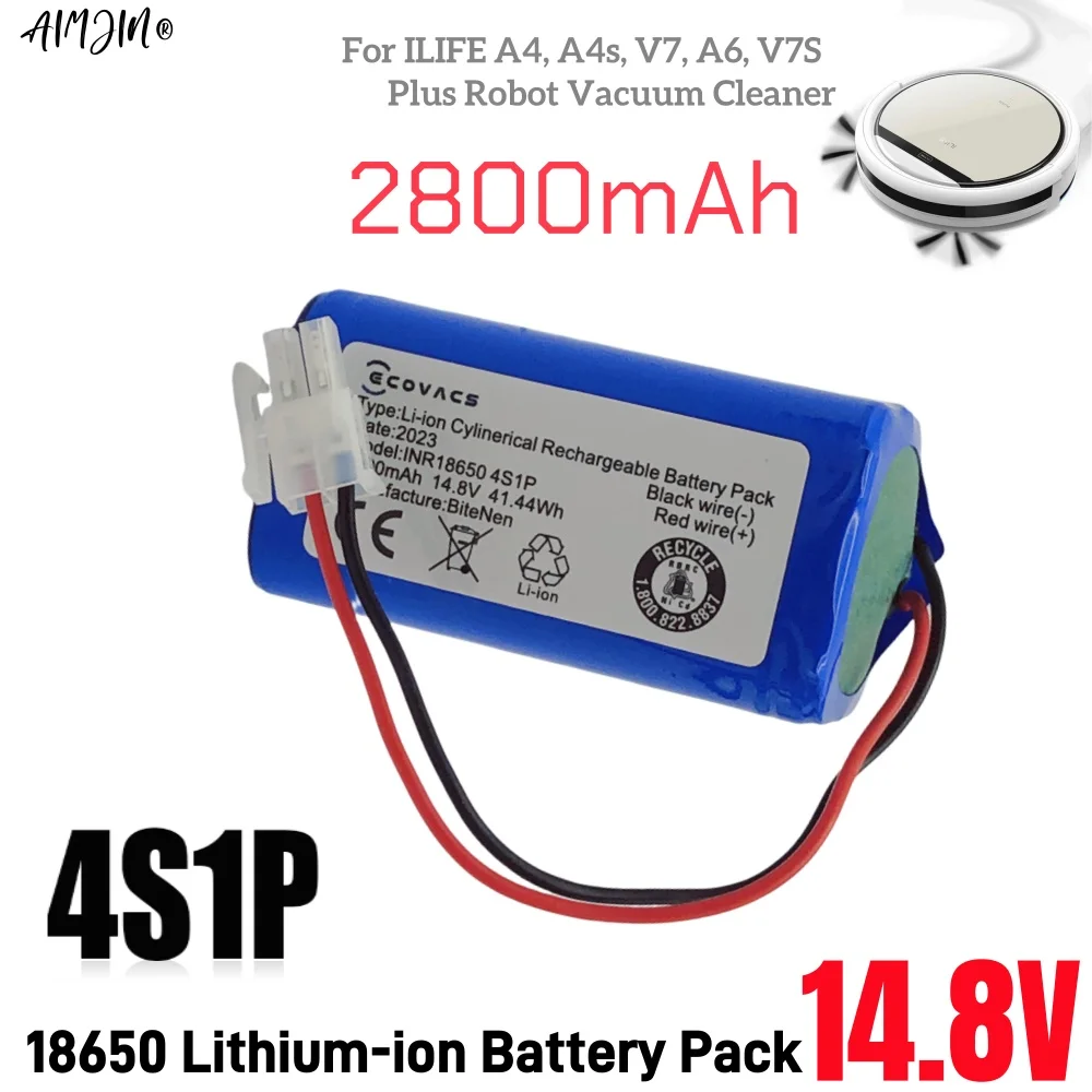 New 14.4V 2800mAh 18650 Lithium Battery For ILIFE A4 A4s V7 A6 V7s Plus Robot Vacuum Cleaner ILife 4S1P real Capacity
New 14.4V 2800mAh 18650 Lithium Battery For ILIFE A4 A4s V7 A6 V7s Plus Robot Vacuum Cleaner ILife 4S1P real Capacity