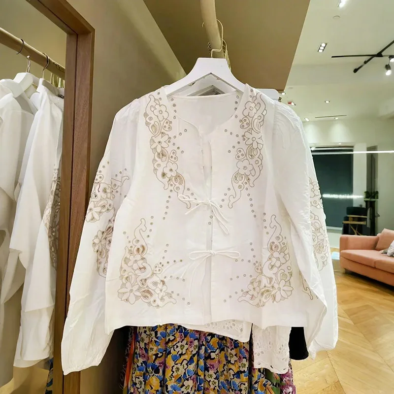 Ele Vintage Long Sve Embroidered Loose White irt Fairylike Top Cotton French Sle Women's Premium Quali irt
Ele Vintage Long Sve Embroidered Loose White irt Fairylike Top Cotton French Sle Women's Premium Quali irt