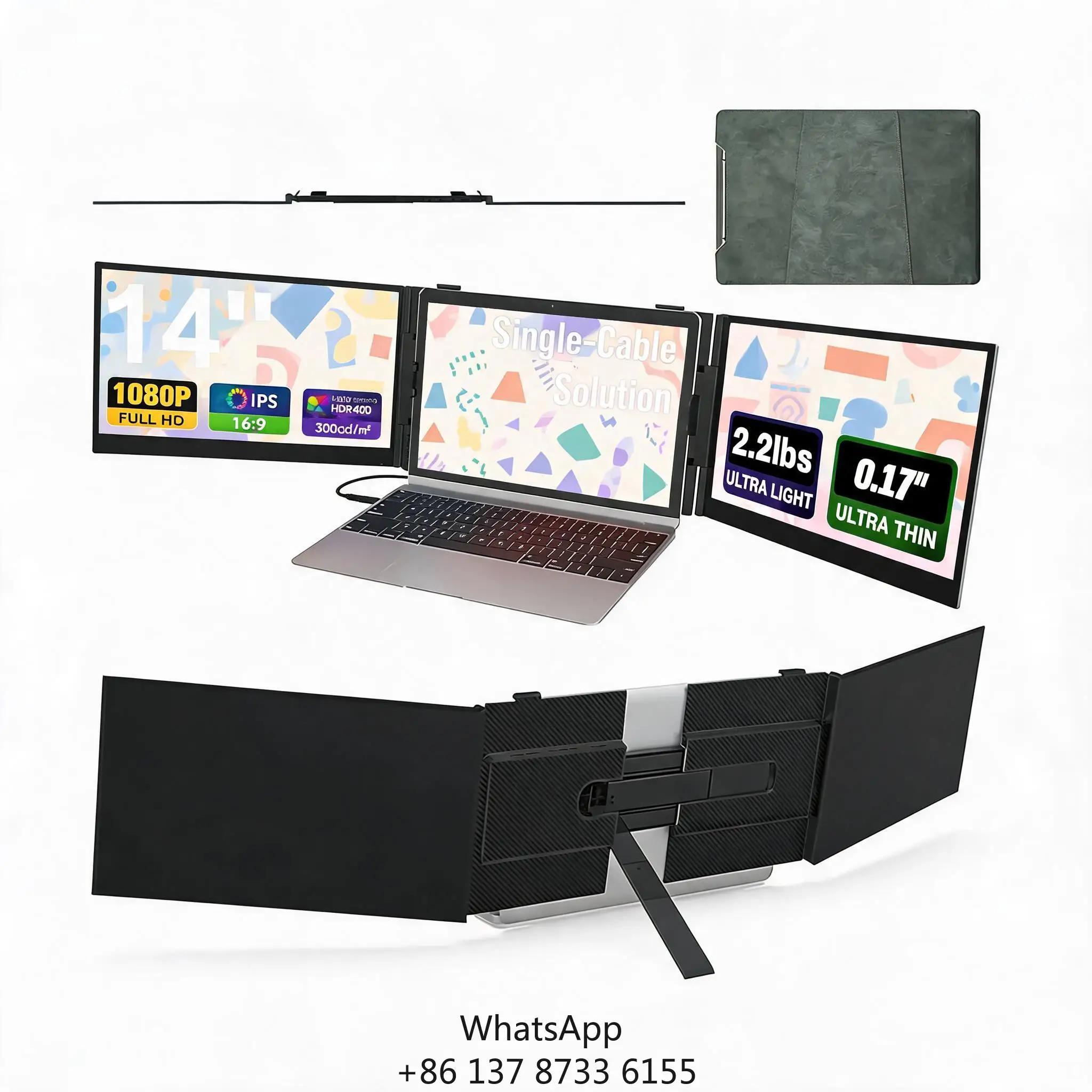 14-inch One Cable Connect Multi Screen Computer Monitor Triple Monitor Dual Monitor For Laptop