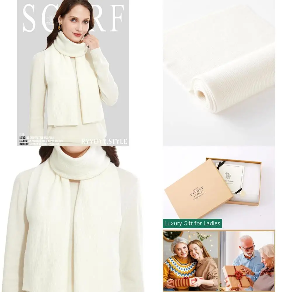 Luxurious 100% Cashmere Women's Scarf, Elegant White with Gift Box
Luxurious 100% Cashmere Women's Scarf, Elegant White with Gift Box