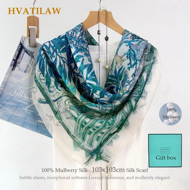 Summer Luxury 103cm Real Silk Scarf Women 100% Mulberry Silk Chiffon Large Square Hijab Sun Protection Shawl Neck Wrap Gift Box
Summer Luxury 103cm Real Silk Scarf Women 100% Mulberry Silk Chiffon Large Square Hijab Sun Protection Shawl Neck Wrap Gift Box