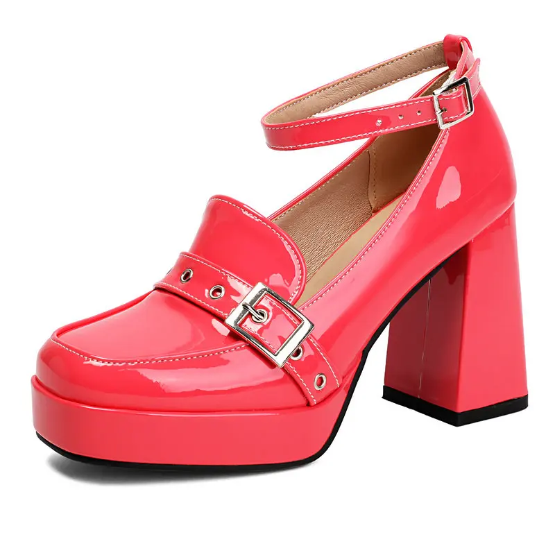 Patent PU Leather Big Size 46 47 Lolita Shoes Buckle Belt Square Toe Ankle Strap Chunky High Heels Platform Mary Janes Pumps
Patent PU Leather Big Size 46 47 Lolita Shoes Buckle Belt Square Toe Ankle Strap Chunky High Heels Platform Mary Janes Pumps