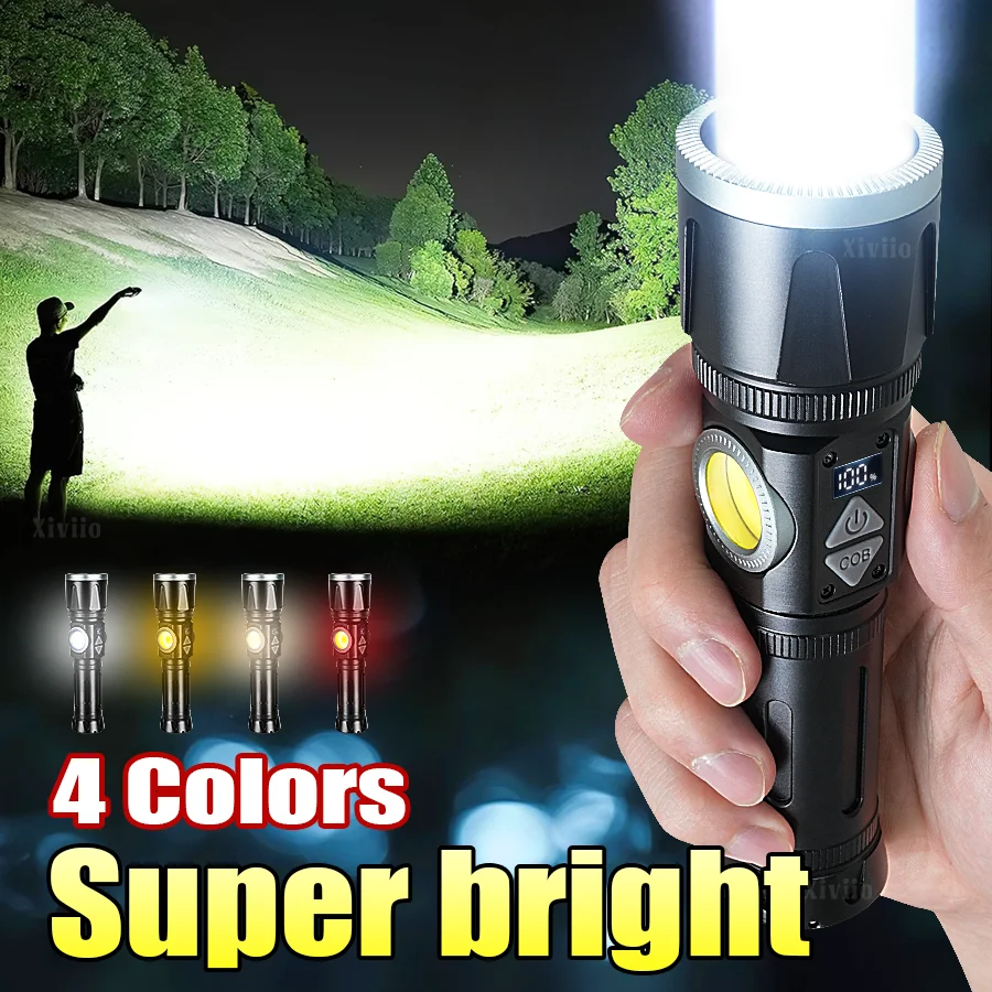 Super Bright Led Flashlight with COB Rechargeable Lamp Type-C Magnet Hand Lantern Camping Tactical Torch Zoomable Waterproof
Super Bright Led Flashlight with COB Rechargeable Lamp Type-C Magnet Hand Lantern Camping Tactical Torch Zoomable Waterproof