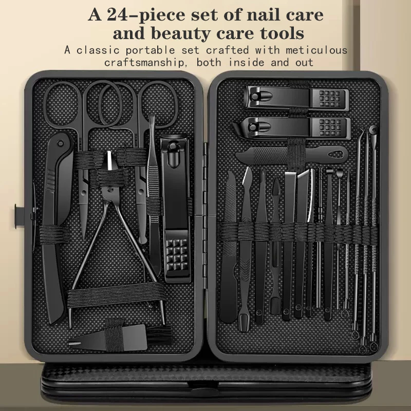 Portable 24-piece Nail Clipper Set Complete Set of Decoration Nail Clipper Black Nail Art Dead Skin Clipper Slanted Nail Clipper
Portable 24-piece Nail Clipper Set Complete Set of Decoration Nail Clipper Black Nail Art Dead Skin Clipper Slanted Nail Clipper