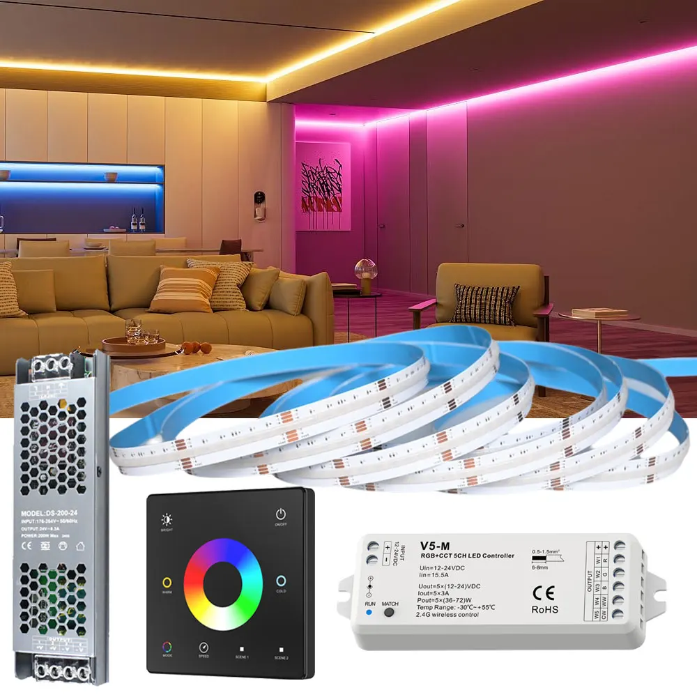 5M 10M 20M Wireless Black RF Touch Remote 24V COB RGB+CCT LED Strip Flexible Dimmable Room Cabinet Liner Light Bedroom Decor KIT
5M 10M 20M Wireless Black RF Touch Remote 24V COB RGB+CCT LED Strip Flexible Dimmable Room Cabinet Liner Light Bedroom Decor KIT