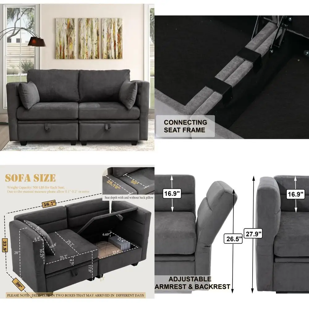 Двойной диван в стиле подсолнуха с местом для хранения вещей, модульный секционный диван для компактных помещений, функции откидывания, 2-местный комфорт
Двойной диван в стиле подсолнуха с местом для хранения вещей, модульный секционный диван для компактных помещений, функции откидывания, 2-местный комфорт