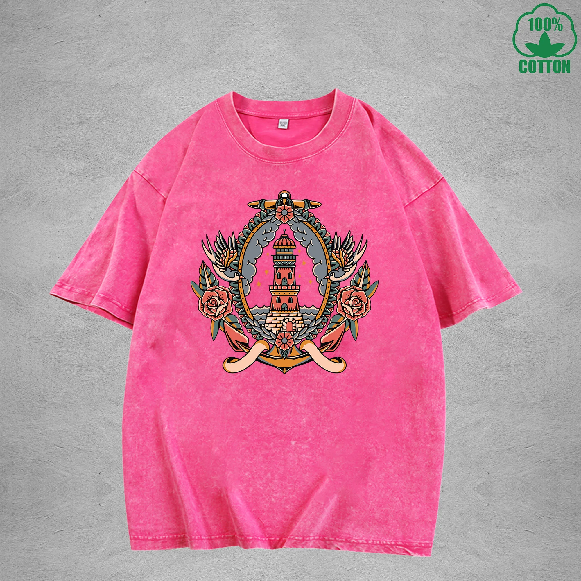 LighthouseInterest Printed Washed T-Shirt 230G Multicolor Loose Trendy Fashionable 100%Cotton Short Sleeve Top
LighthouseInterest Printed Washed T-Shirt 230G Multicolor Loose Trendy Fashionable 100%Cotton Short Sleeve Top