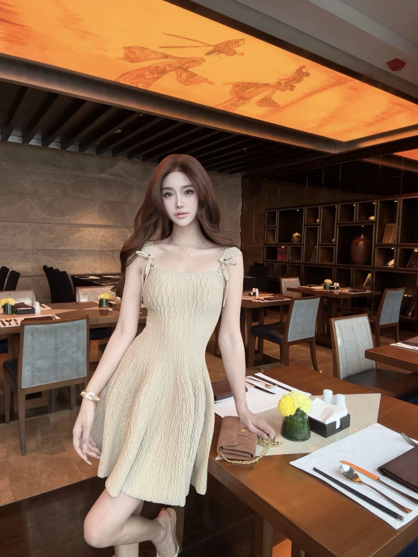 Graduated Crocodile Texture Gown Women's Slim Fit A-Line Dress Belted Waistline Gown City Commute Suitable Sleeveless Gown
Graduated Crocodile Texture Gown Women's Slim Fit A-Line Dress Belted Waistline Gown City Commute Suitable Sleeveless Gown