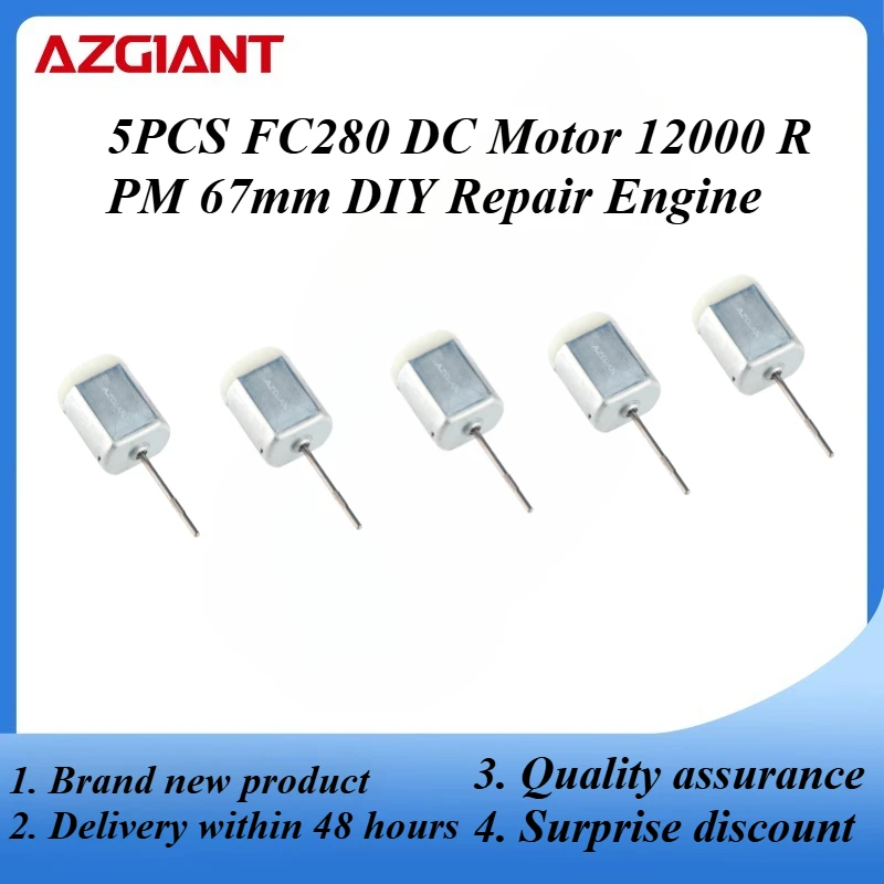 5PCS FC280 DC Motor 12000 RPM 67mm DIY Repair Engine For Car Replacement Power OEM Accesseries Forward Rotation Toy High Quality
5PCS FC280 DC Motor 12000 RPM 67mm DIY Repair Engine For Car Replacement Power OEM Accesseries Forward Rotation Toy High Quality