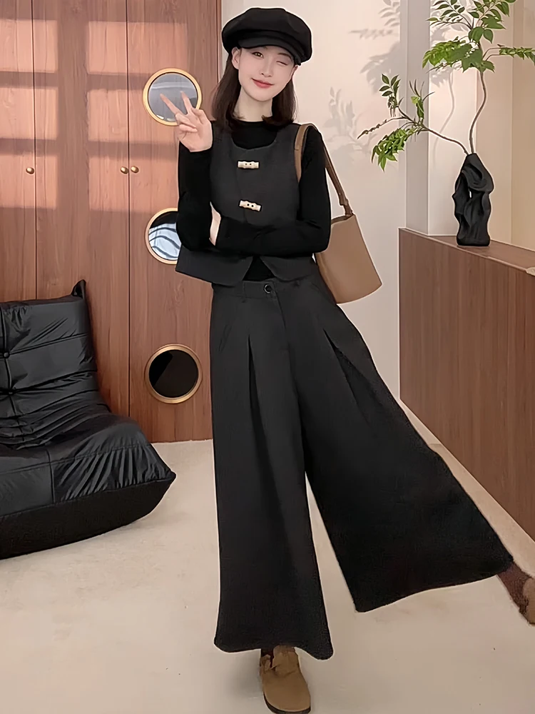 Faionable Vintage Women's Two-Piece Set with Vest And Wide Leg Pants Autumn 2025 Casual Sle Breathable Cotton Comfortable
Faionable Vintage Women's Two-Piece Set with Vest And Wide Leg Pants Autumn 2025 Casual Sle Breathable Cotton Comfortable
