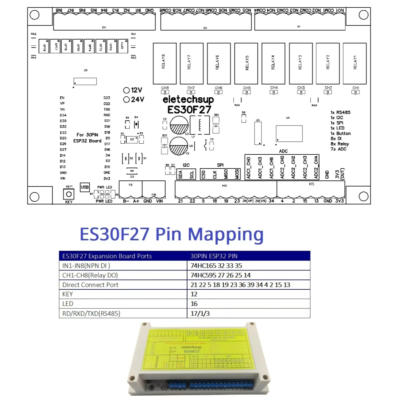 WIFI PLC MQTT ESPhome Многофункциональный модуль контроллера ESP32 Базовая пластина Плата RS485 I2C SPI Master Slave для Arduino
WIFI PLC MQTT ESPhome Многофункциональный модуль контроллера ESP32 Базовая пластина Плата RS485 I2C SPI Master Slave для Arduino