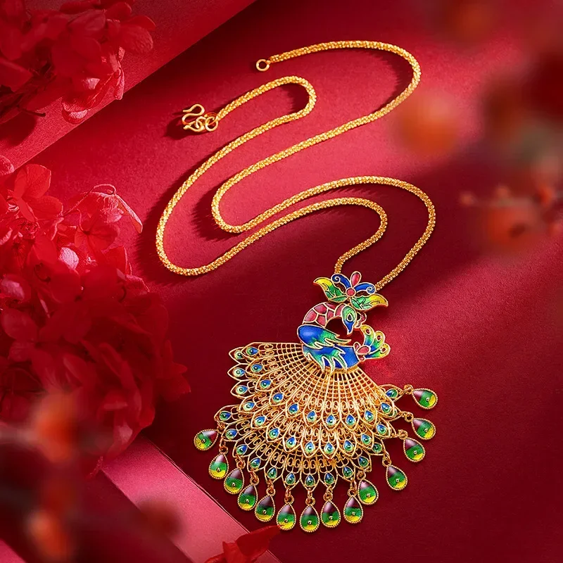 9999 Real Gold 24K Ethnic Style Oversized Phoenix Pendant, Gold Burnt Blue Enamel Cloisonne Phoenix Sweater Chain
9999 Real Gold 24K Ethnic Style Oversized Phoenix Pendant, Gold Burnt Blue Enamel Cloisonne Phoenix Sweater Chain