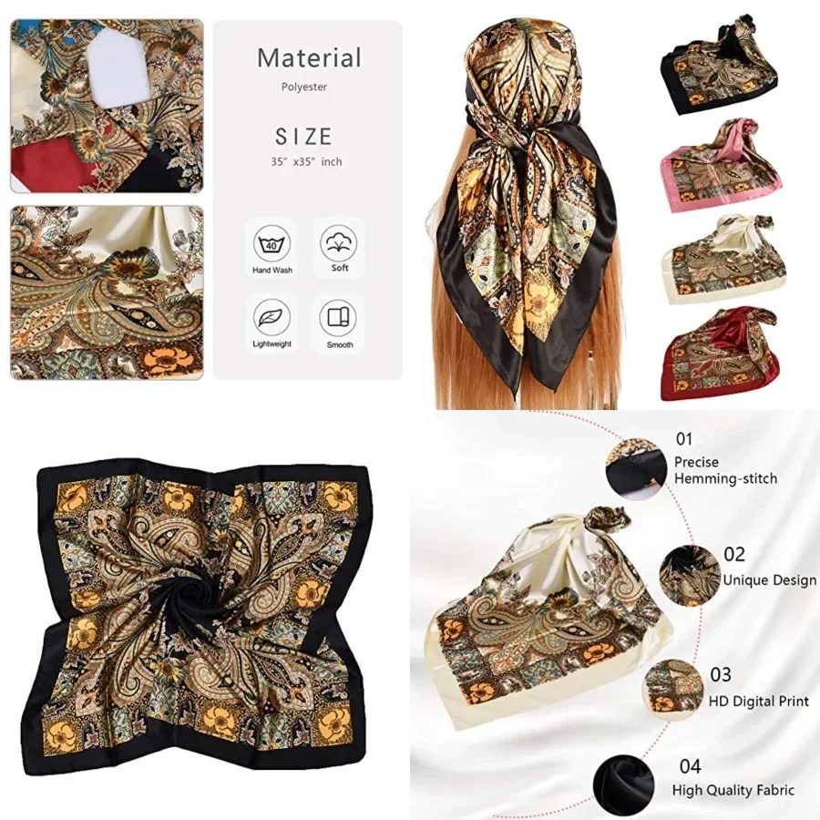 4Pcs Silk Head Scarves for Women Satin Hair Scarf 35Large Square Bandana Silk Like Neck Scarf Shawl
4Pcs Silk Head Scarves for Women Satin Hair Scarf 35Large Square Bandana Silk Like Neck Scarf Shawl