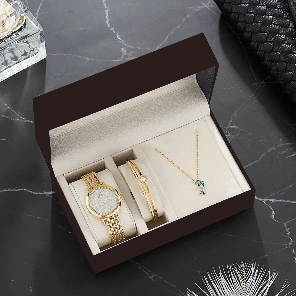 Luxury Diamond Bracelet Watch Set For Women Gift Box Dolphin Pattern Necklace Bracelet Set Quartz-watch Bangle Gifts For Women
Luxury Diamond Bracelet Watch Set For Women Gift Box Dolphin Pattern Necklace Bracelet Set Quartz-watch Bangle Gifts For Women